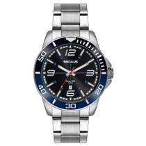Relógio Masculino Seculus Aço Lupa Calendário Prata 44212G0SVNA1
