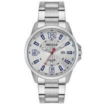 Relógio Masculino Seculus Aço Prata com Calendário e Visor Texturizado Relógio Masculino Seculus Aço Prata com Calendário e Visor Texturizado
