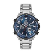 Relógio Masculino Seculus Anadigi Prata À Prova D'água 50M 77270GPSVCA1 Relógio Masculino Seculus Anadigi Prata À Prova D'água 50M 77270GPSVCA1