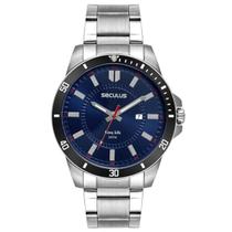 Relógio Masculino Seculus com Calendário De Aço Cor Prata Relógio Masculino Seculus com Calendário De Aço Cor Prata