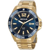Relógio Masculino Seculus Dourado Analógico Long Life 20809GPSVDA2