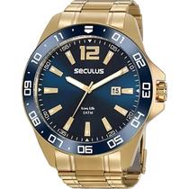 Relógio Masculino Seculus Long Life Dourado