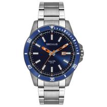 Relógio Masculino Seculus Navy Calendário Prata 44204G0SVNA2