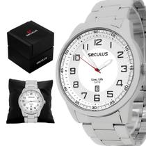 Relógio Masculino Seculus Prata Pulseira Aço Original Resistente à Água 20785G0SVNA2