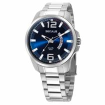 Relógio Masculino Seculus Prateado Calendário Prova d'água Relógio Masculino Seculus Prateado Calendário Prova d'água