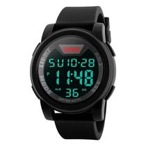 Relógio masculino skmei 1218 digital preto discreto esportivo pulseira de borracha