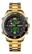 Relógio Masculino Skmei 1670 Analógico Digital Dourado Inox