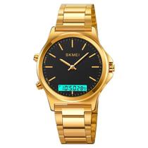 Relógio Masculino Skmei 2120 Digital Dourado Inox Analógico