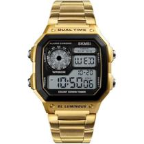 Relógio Masculino Skmei Digital Quadrado Esportivo Dourado 1335