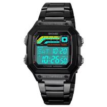 Relógio Masculino Skmei Digital Quadrado Preto Grande 2307 Relógio Masculino Skmei Digital Quadrado Preto Grande 2307
