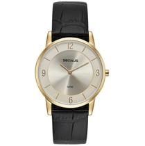 Relógio Masculino Slim Couro Croco Dourado 23724GPSVDC2