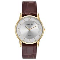 Relógio Masculino Slim Couro Dourado 23724GPSVDC1