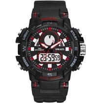 Relógio Masculino Smael AnaDigi 1557B Preto e Vermelho