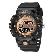 Relógio Masculino Smael Anadigi 8081 Preto E Rose