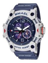 Relógio Masculino Smael Militar Dual Time Dark Blue