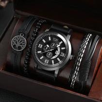 Relógio Masculino Social Alfa Luxuoso + Kit Pulseiras