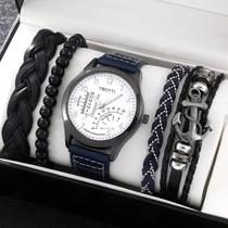 Relógio Masculino Social Azul Marinho Luxo+ Kit Pulseiras Relógio Masculino Social Azul Marinho Luxo+ Kit Pulseiras
