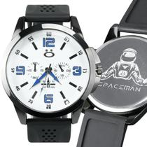 Relógio Masculino Social Preto Minimalista Fundo Branco Pulseira Silicone Qualidade