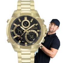 Relógio Masculino Technos Anadigi Aço Inox Prova Dágua 10 ATM Casual Dourado W23721AAA1P - Tecnhos