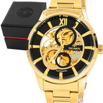 Relogio Masculino Technos Analogico Aço Inoxidavel Dourado Automatico Casual Original Resistente a Agua 1 Ano de Garantia RT3265AQ1P
