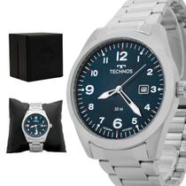 Relogio Masculino Technos Analogico Aço Inoxidavel Prata Performance Militar Casual Original Resistente a Agua 1 Ano de Garantia 2115TYR1A