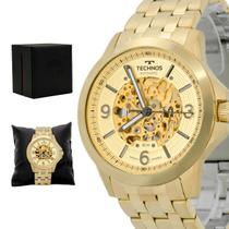 Relogio Masculino Technos Automatico Analogico Aço Inoxidavel Dourado Original Resistente a Agua 1 Ano de Garantia 8N24AK1D