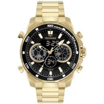 Relógio Masculino Technos Caixa e Pulseira de Aço Inoxidável Analógico Digital Dourado Com Fundo Preto BJ3530AA/1P