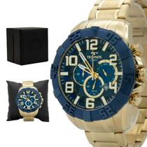 Relogio Masculino Technos Legacy Analogico Aço Inoxidavel Dourado Cronografo Original Resistente a Agua 1 Ano de Garantia OS20IQ4A