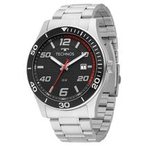 Relógio Masculino Technos Prata Aço Mostrador Preto Original Resistente à Água 2115TWC1P Relógio Masculino Technos Prata Aço Mostrador Preto Original Resistente à Água 2115TWC1P
