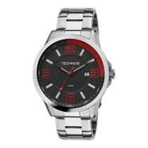 Relógio Masculino Technos Racer Prata Aço Inoxidável Mostrador Preto Original Resistente à Água 2115KLM1R Relógio Masculino Technos Racer Prata Aço Inoxidável Mostrador Preto Original Resistente à Água 2115KLM1R