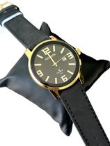 RELÓGIO MASCULINO TECHNOS SPORT DOURADO À PROVA D' ÁGUA 50m PULSEIRA EM COURO