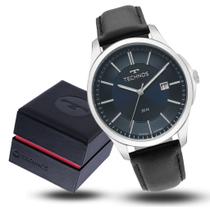Relógio Masculino Technos Steel Couro Legitimo Preto Prata Relógio Masculino Technos Steel Couro Legitimo Preto Prata