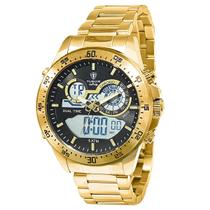 Relógio Masculino Tuguir AnaDigi Infinity 1881B Dourado e Preto