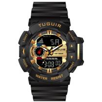 Relógio Masculino Tuguir Anadigi Tg250 Preto E Dourado