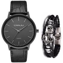 Relógio Masculino Ultra Fino Casual Luxo + Pulseira Âncora