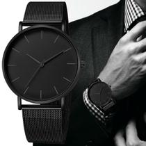Relógio Masculino Ultrafino Infinity Black Quartz Malha Aço - Yazole