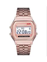 Relógio Masculino Vintage WR Cinza Amarelo Preto Rose Dourado Led Digital Retrô Feminino