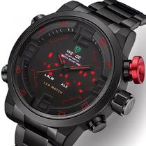 Relógio masculino Weide 2309 preto vermelho analógico e digital social