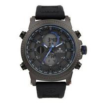 Relógio masculino weide 6403 preto e azul multifunção analogico digital