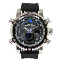 Relógio Masculino Weide AnaDigi WH-5205 Prata e Preto e Azul