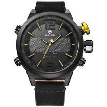 Relógio Masculino Weide Anadigi Wh-6101 - Preto E Amarelo