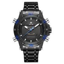 Relógio Masculino Weide Anadigi Wh-6910 - Preto E Azul