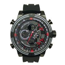Relógio Masculino Weide AnaDigi WH5209B Preto e Vermelho