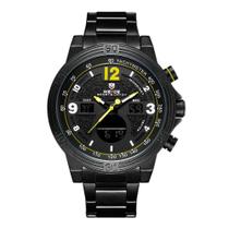 Relógio Masculino Weide Anadigi Wh6908B - Preto E Amarelo