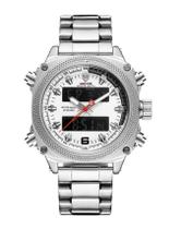 Relógio Masculino Weide Anadigi WH7302B Prata Com Branco