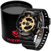 Relógio masculino weide analógico digital a11897 - preto e dourado