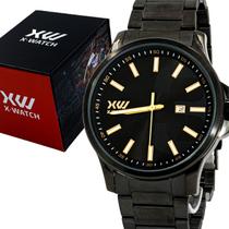 Relogio Masculino XWatch Xteel Analogico Aço Inoxidavel Preto Mostrador Preto Calendario Original Resistente a Agua 1 Ano de Garantia ROXMNS1009P