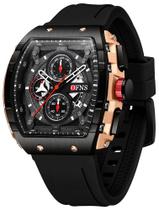 Relógio MASTOP Fashion Hollowed Tonneau com pulseira de silicone masculina Relógio MASTOP Fashion Hollowed Tonneau com pulseira de silicone masculina