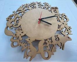 Relógio Mdf Cru 3mm Gravado Floresta Sala Quarto Escritório