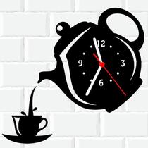 Relógio MDF Presente Dia das Mães Bule Café Chá Xícara